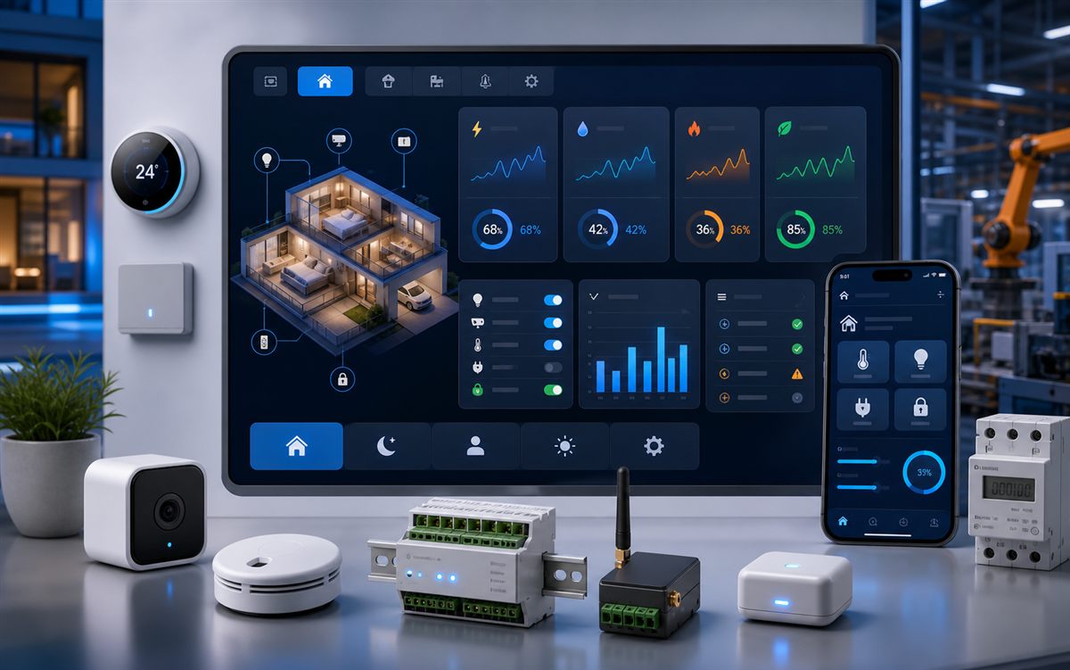 IoT dashboard interface and connected control devices